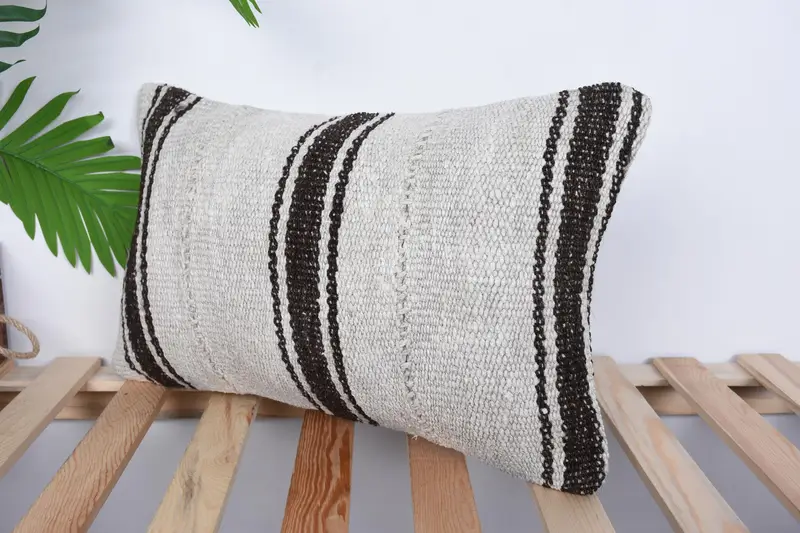 Cushion, 12x20 White Pillow, Antique Pillows, Chair Cushion, Kilim Cushion Sham, Aztec Pillow, Vintage Pillow, Personalized Gift Pillow Pillow - 5