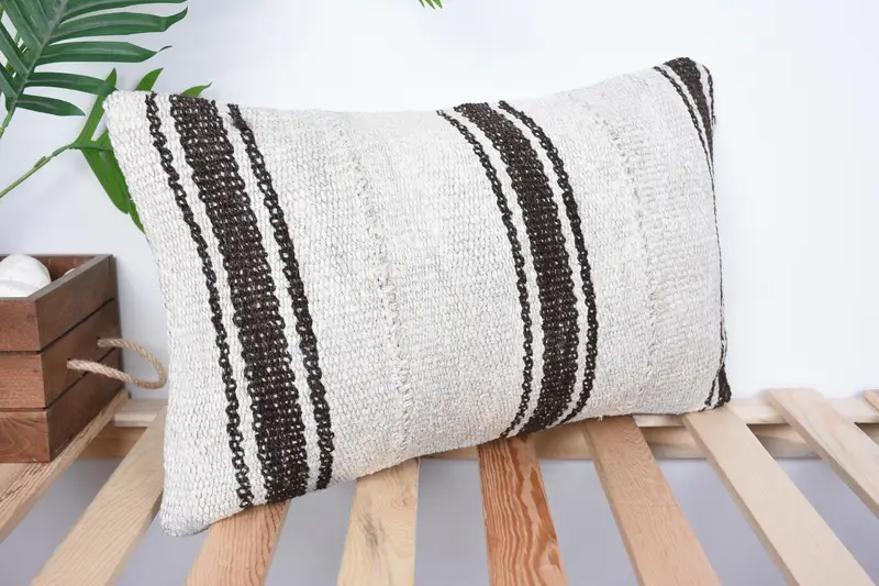 Cushion, 12x20 White Pillow, Antique Pillows, Chair Cushion, Kilim Cushion Sham, Aztec Pillow, Vintage Pillow, Personalized Gift Pillow Pillow - 4