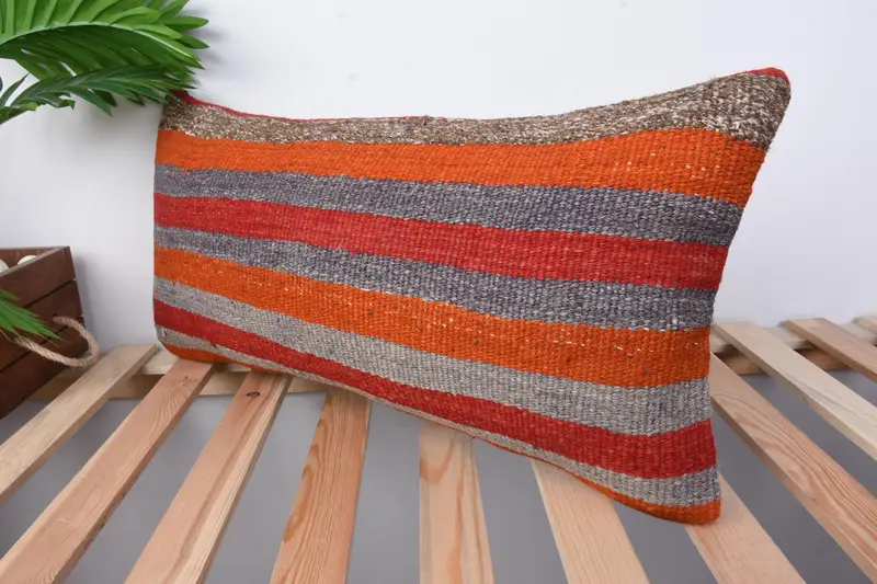 Ethnic Cushion, Pillow Case, Turkish Pillow, Aesthetic Cushion Case, Gift Pillow, 12x24 Red Pillow, Kilim Pillow Cover, Yoga Pillow Sham - 4