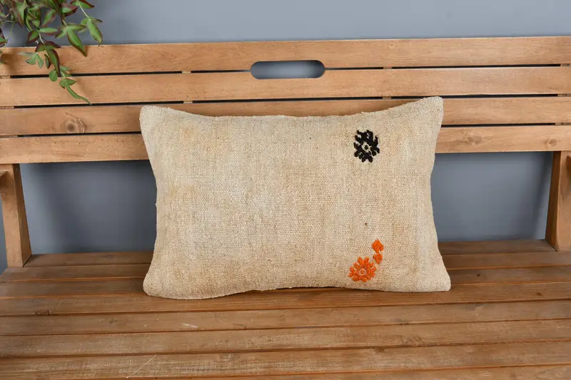 16x24 Beige Cushion, Cozy Throw Pillow, Cushion Cover, Antique Pillows, Pillow for Couch, Gift Pillow, Vintage Throw Pillow Cover - 6