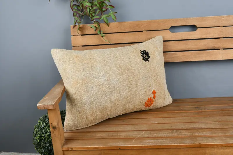 16x24 Beige Cushion, Cozy Throw Pillow, Cushion Cover, Antique Pillows, Pillow for Couch, Gift Pillow, Vintage Throw Pillow Cover - 1
