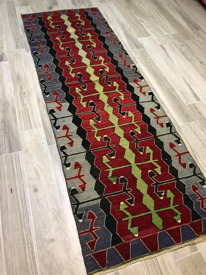 Vintage Turkish Rug, 2.6x7.9 ft Oushak Rug, Red Runner Southwestern Rug - 1