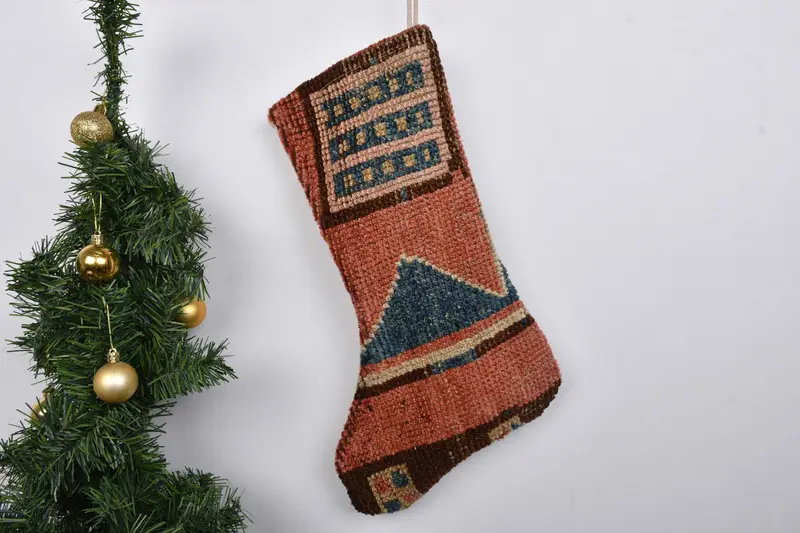 Kişiye Özel Aile Çorabı, Rustik Vintage Noel Süsleri Çorabı