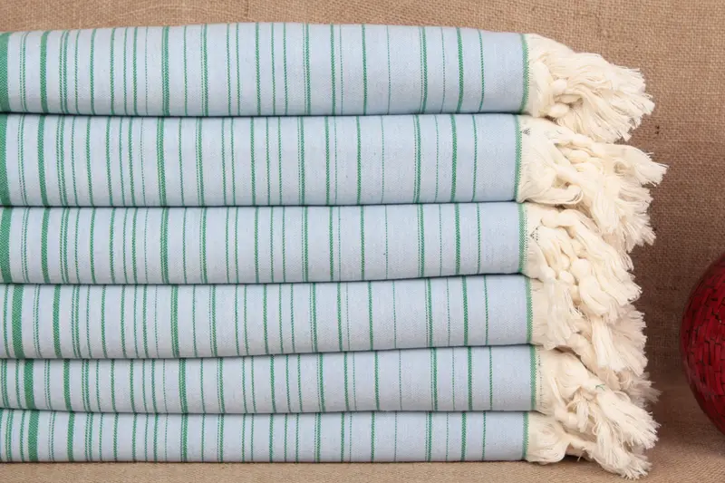 Toalla Turca Personalizada Bebé Rayas Azul-Verde, 36x71 Pulgadas