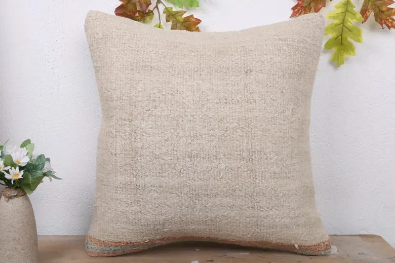 Traditional Pillow Case, Kilim Cushion Sham, Handwoven Pillow Cover, Pillow for Couch, Pillow Cover, 18x18 White Pillow Case, Home Decor Pillow - 2