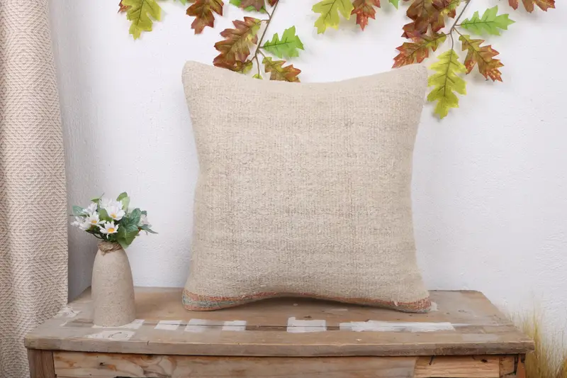 Traditional Pillow Case, Kilim Cushion Sham, Handwoven Pillow Cover, Pillow for Couch, Pillow Cover, 18x18 White Pillow Case, Home Decor Pillow - 1