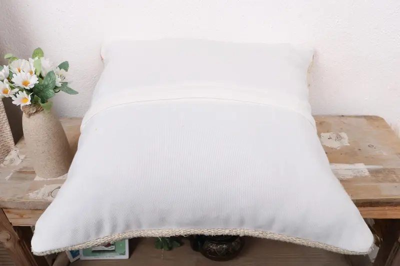 Traditional Pillow Case, Kilim Cushion Sham, Handwoven Pillow Cover, Pillow for Couch, Pillow Cover, 18x18 White Pillow Case, Home Decor Pillow - 7