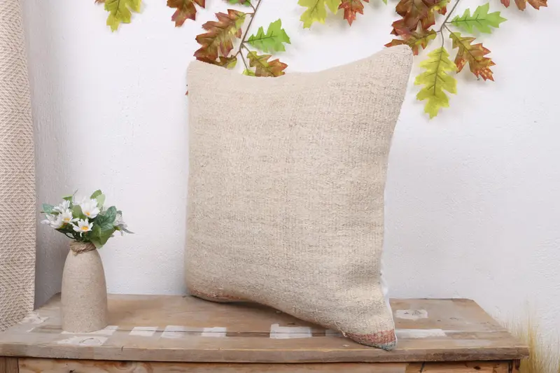 Traditional Pillow Case, Kilim Cushion Sham, Handwoven Pillow Cover, Pillow for Couch, Pillow Cover, 18x18 White Pillow Case, Home Decor Pillow - 4