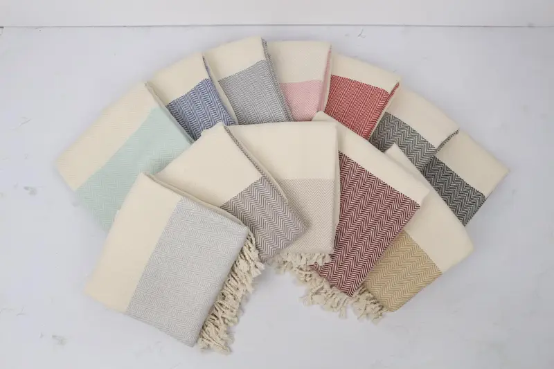 Personalized Turkish Beach Towel Organic Cotton Beige, 70x36 Inches