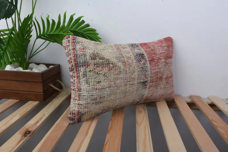 Cushion Case, Turkish Bench Cushion Cover, Turkish Pillow, Gift Pillow, Colorful Pillow Cover, Kilim Pillow Cover, 12x20 Red Pillow Case - 4
