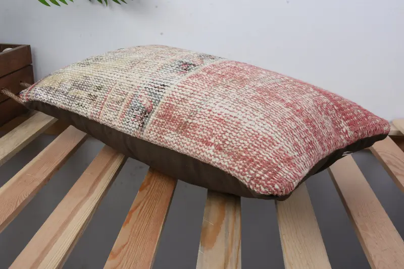 Cushion Case, Turkish Bench Cushion Cover, Turkish Pillow, Gift Pillow, Colorful Pillow Cover, Kilim Pillow Cover, 12x20 Red Pillow Case - 6
