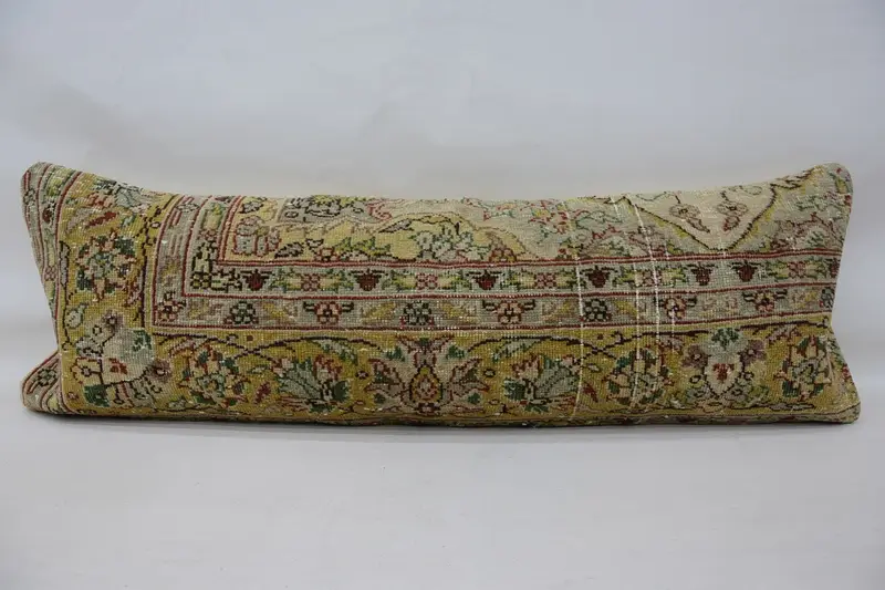 Turkish Pillow, 16x48 Beige Pillow Case, Pillow for Sofa, Vintage Kilim Throw Pillow, Seat Pillow Case, Ethnic Pillow Cover Pillow, Pillow Case - 1