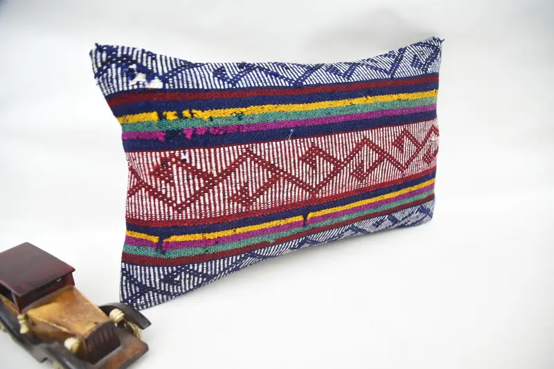 Pillow for Sofa, 12x20 Blue Pillow Cover, Vintage Kilim Throw Pillow, Kilim Pillow Cover, Cushion Case, Bolster Cushion Case, Neutral Pillow - 2