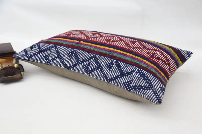 Pillow for Sofa, 12x20 Blue Pillow Cover, Vintage Kilim Throw Pillow, Kilim Pillow Cover, Cushion Case, Bolster Cushion Case, Neutral Pillow - 6
