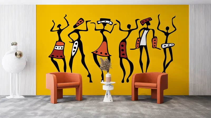 African Wall Poster, , Modern Wall Paper, Abstract Wall Print, Bright Wall Paper, Custom Wall Paper, African Woman Wallpaper, - 1