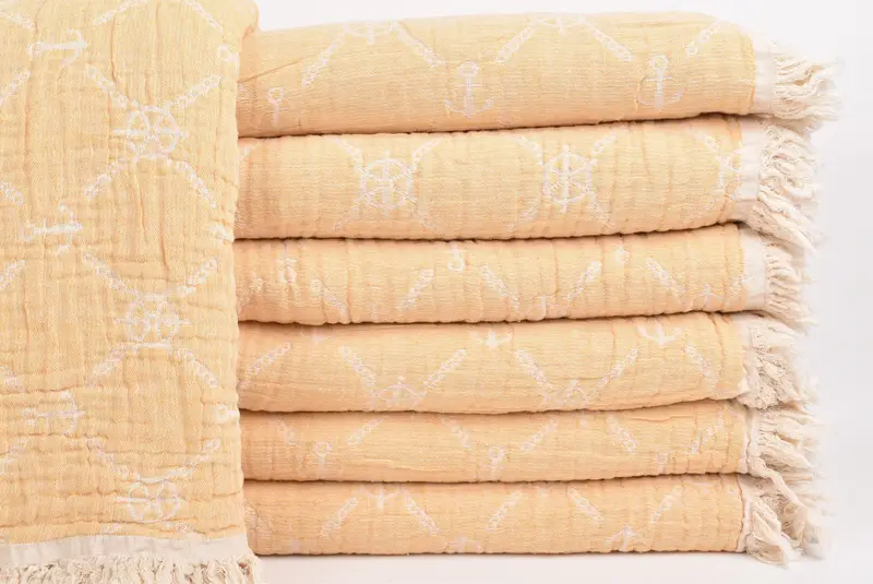 Custom Wedding Gifts, Monogram Beach Blanket, Throw Blanket Couch, Woven Blanket, Bridal Shower Gifts, 88x68 Cotton Marine Design Towel - 1