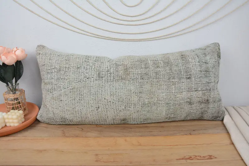 16x36 White Cushion Cover, Turkish Kilim Pillow, Ikat Pillow Case, Ethnical Kilim Rug Pillow, Handmade Kilim Cushion, Pillow - 2