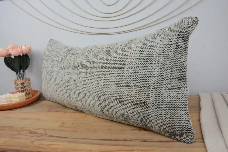 16x36 White Cushion Cover, Turkish Kilim Pillow, Ikat Pillow Case, Ethnical Kilim Rug Pillow, Handmade Kilim Cushion, Pillow - 4