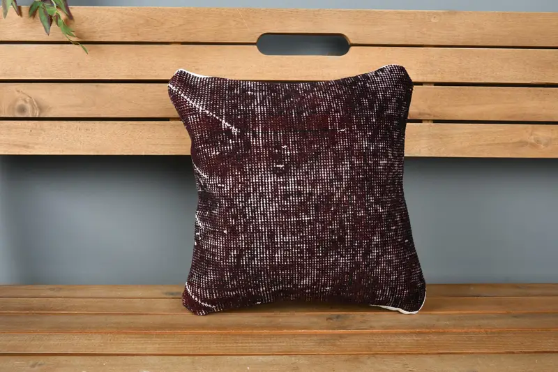 Neutral Pillow, Turkish Pillow, Pillow Sham, Kilim Pillow, Vintage Kilim Pillow, Vintage Throw Cushion Cover, 14x14 Black Cushion Case - 6