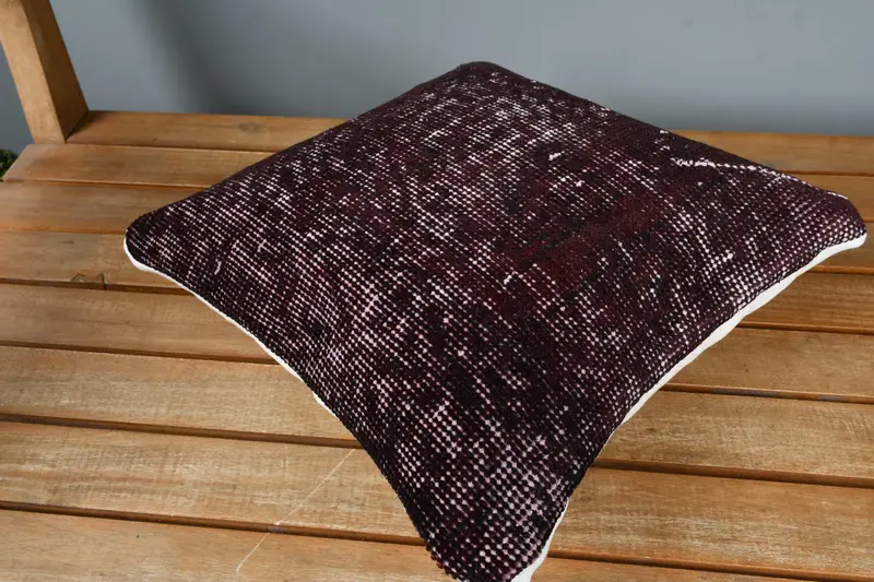 Neutral Pillow, Turkish Pillow, Pillow Sham, Kilim Pillow, Vintage Kilim Pillow, Vintage Throw Cushion Cover, 14x14 Black Cushion Case - 2