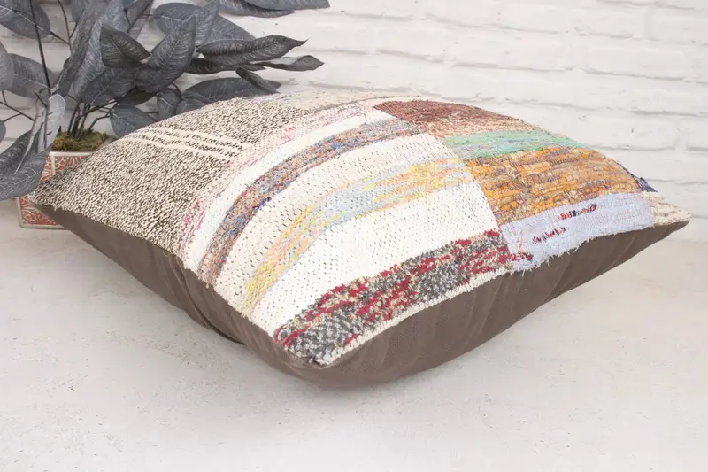 Cushion Case, Handmade Kilim Cushion, Vintage Kilim Pillow, One Of A Kind Pillow Cover, 20x20 Beige Cushion Case, Throw Kilim Pillow - 6