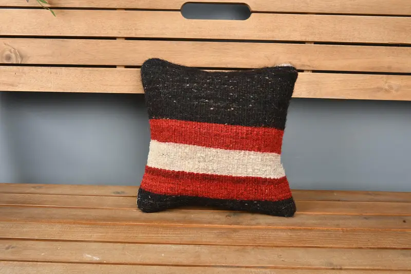Turkish Kilim Pillow, Shabby Chic Cushion Case, Comfy Throw Cushion, Turkish Pillow, Pillow Case, 12x12 Red Cushion Case, Gift Pillow - 6