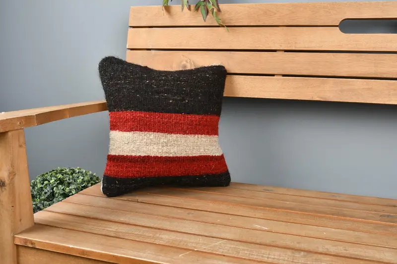 Turkish Kilim Pillow, Shabby Chic Cushion Case, Comfy Throw Cushion, Turkish Pillow, Pillow Case, 12x12 Red Cushion Case, Gift Pillow - 1