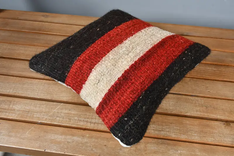 Turkish Kilim Pillow, Shabby Chic Cushion Case, Comfy Throw Cushion, Turkish Pillow, Pillow Case, 12x12 Red Cushion Case, Gift Pillow - 2