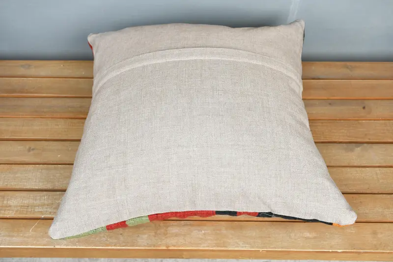 Ethnic Pillow Cover, Cushion, Boho Pillow Sham Cover, 20x20 Red Pillow Cover, Kilim Pillow, Anatolian Pillow Sham, Kilim Cushion Sham - 5