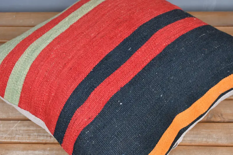 Ethnic Pillow Cover, Cushion, Boho Pillow Sham Cover, 20x20 Red Pillow Cover, Kilim Pillow, Anatolian Pillow Sham, Kilim Cushion Sham - 3