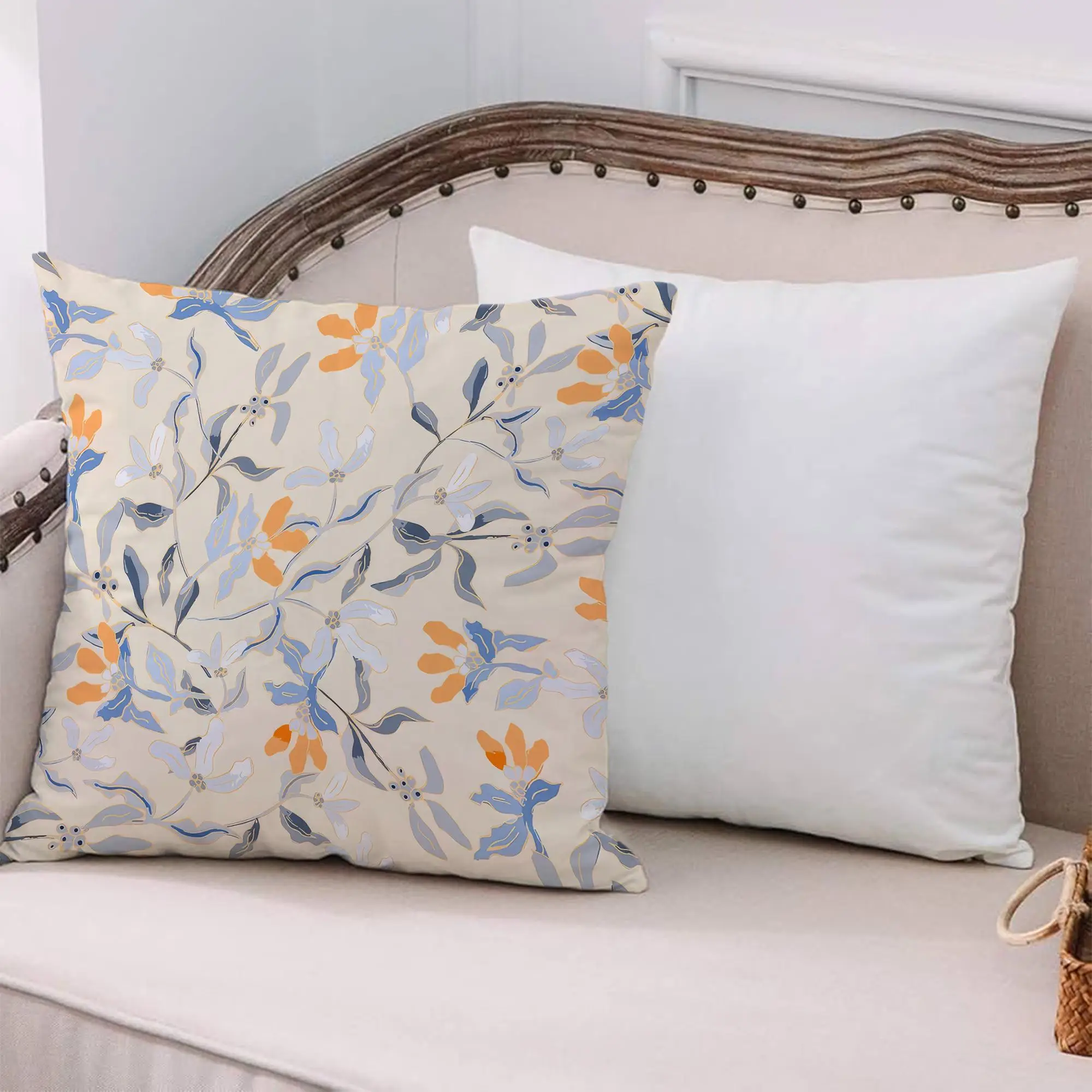 Abstract Flower Printed Pillow: Modern Floral Accent for Home Decor - 1