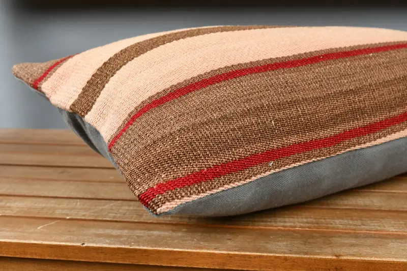 Turkish Kilim Pillow, Vintage Kilim Pillow, Pillow Cover, Handwoven Pillow Cover Cushion Case, 12x24 Beige Cushion Cover, Ethnical Kilim Rug Pillow - 4