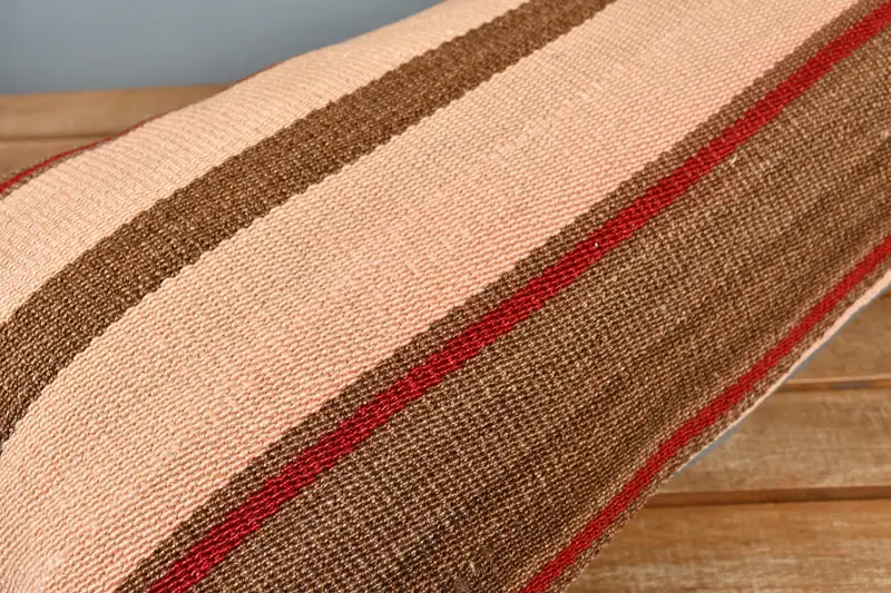 Turkish Kilim Pillow, Vintage Kilim Pillow, Pillow Cover, Handwoven Pillow Cover Cushion Case, 12x24 Beige Cushion Cover, Ethnical Kilim Rug Pillow - 3