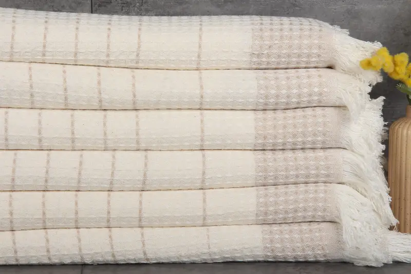 Personalized Embroidered Beach Towel Light Beige Diamond, 40x71 Inches