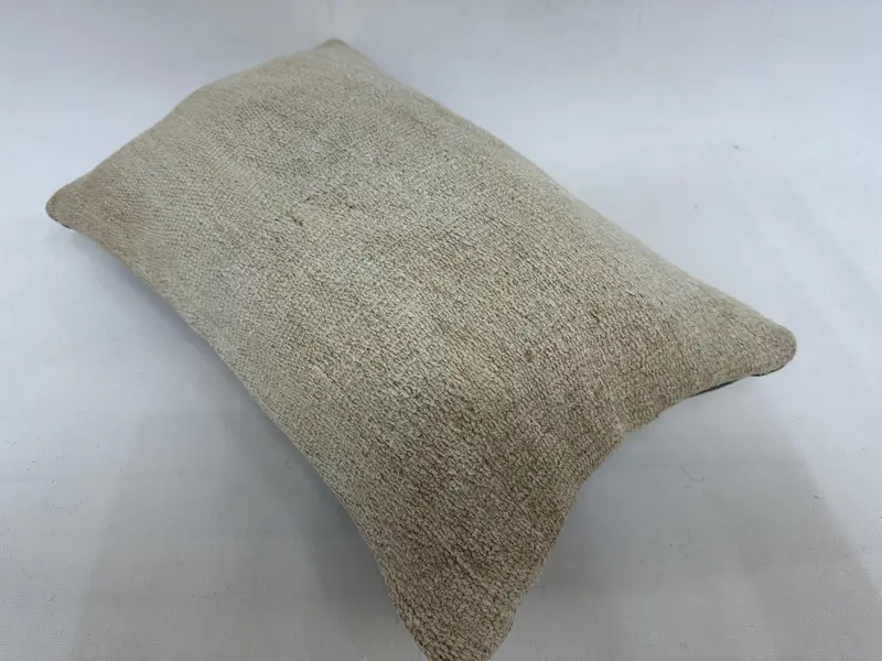 枕、キリムクッションシャム、ソファ枕ケース、キリム枕カバー、パティオ枕ケース、オフィスチェアクッションカバー、アンティーク枕、12x20ベージュの枕 - 6