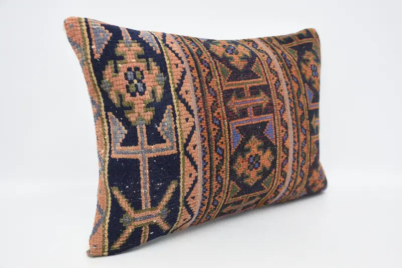 Kilim Cushion Sham, Pillow for Sofa, Antique Pillows, 20x28 Orange Cushion Cover, Pillow Sham, Handmade Rug Seat Pillow Sham - 3
