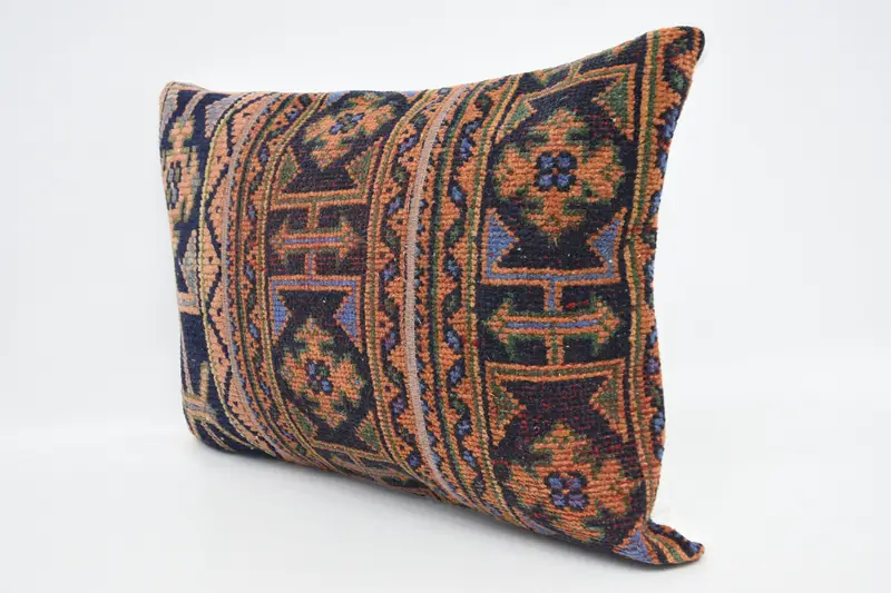 Kilim Cushion Sham, Pillow for Sofa, Antique Pillows, 20x28 Orange Cushion Cover, Pillow Sham, Handmade Rug Seat Pillow Sham - 4