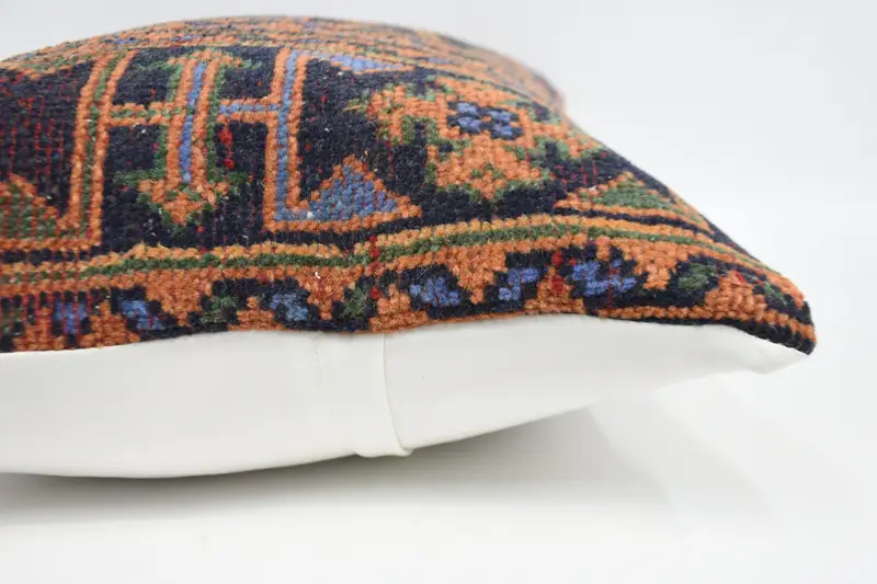 Kilim Cushion Sham, Pillow for Sofa, Antique Pillows, 20x28 Orange Cushion Cover, Pillow Sham, Handmade Rug Seat Pillow Sham - 5