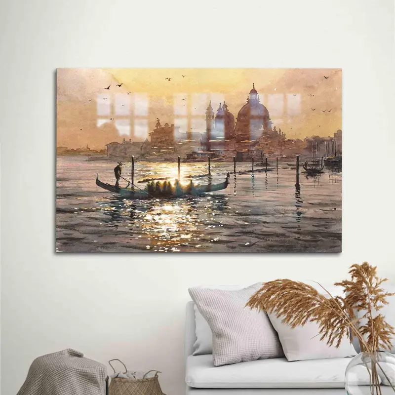 ヴィンテージ ヴェネツィア シースケープ プリント ガラス - エレガントな室内装飾