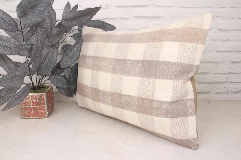 Bench Pillow Case, Turkish Kilim Pillow, Cushion Case, Kilim Pillow, Lounge Throw Cushion, 16x24 White Cushion Case, Turkish Pillow - 4