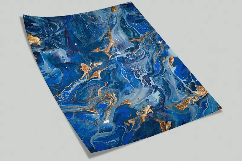 Zeitgenössische Wand Wandmalerei, dunkelblaues Wandbild, moderne Wandmalrad, schimmernde Wandmalerei, goldene Wand Wandrad, blaue Wanddekoration, - 8