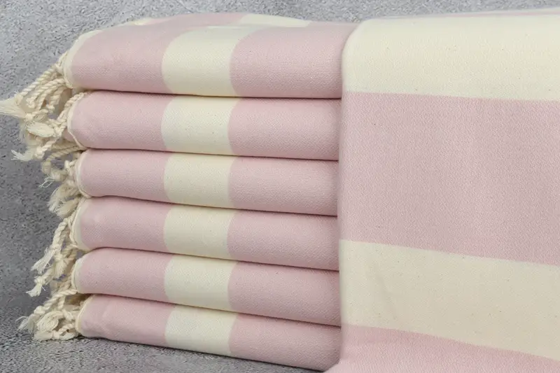 Embroidered Beach Towel Light Powder Pink Striped, Personalized Gift, 0x0 Inches