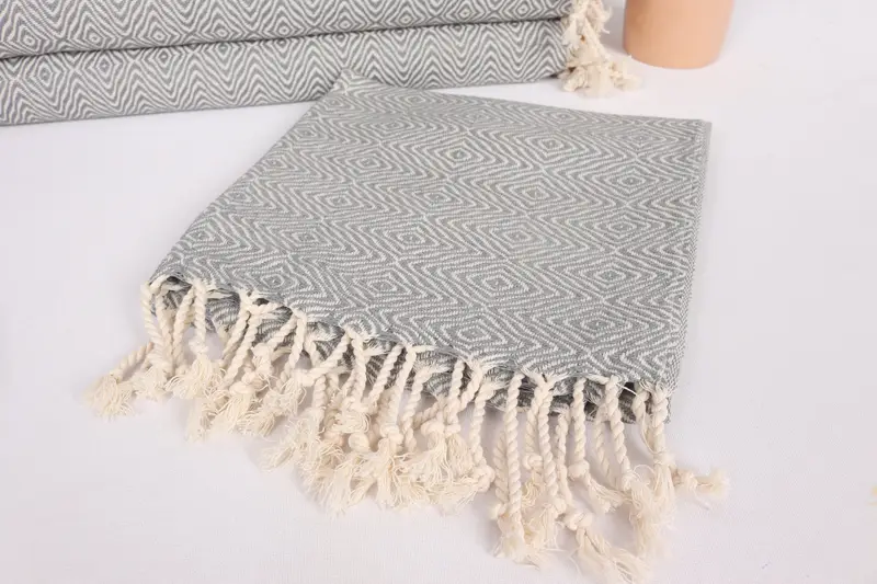 36x18 Cotton Zigzag Diamond Towel, Personalized Dish Towel, Turkish Tea Towel, Wedding Anniversary Gift, Spa Towel, Turkish Towel, Small Bath Towels - 5