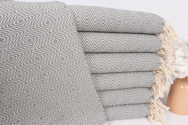 36x18 Cotton Zigzag Diamond Towel, Personalized Dish Towel, Turkish Tea Towel, Wedding Anniversary Gift, Spa Towel, Turkish Towel, Small Bath Towels - 1