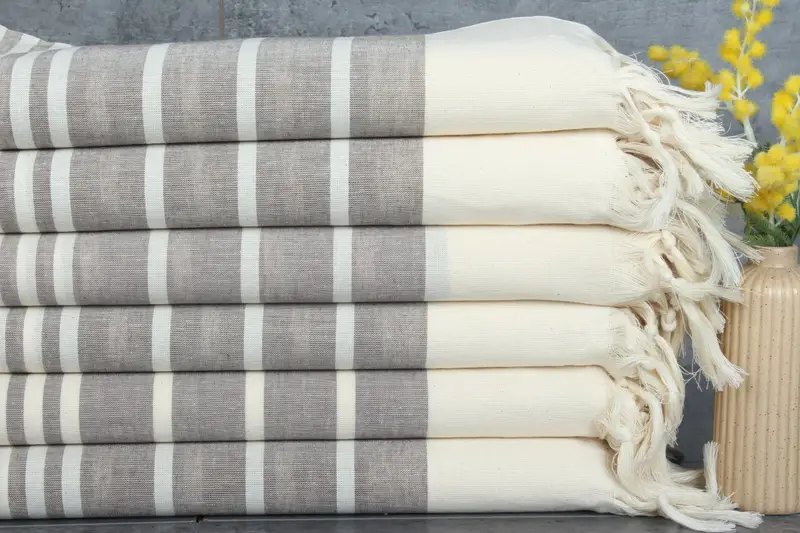 Brown Striped Organic Cotton Towel Bath 40x71 Inches for Bachelorette Party