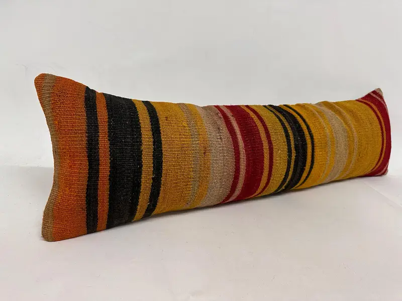 Antique Pillows, Accent Throw Cushion Cover, Cushion Cover, Kilim Pillow Cover, Vintage Kilim Throw Pillow, 12x43 Orange Cushion Cover - 2