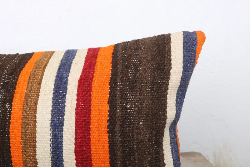 Ottoman Cushion Cover, Gift Pillow, Throw Kilim Pillow, Handmade Throw Pillow, Pillow Case, Boho Pillow Sham Cover, 12x24 Brown Pillow Cover - 5