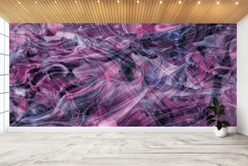 Baskılı Pembe Mermer Duvar Kağıdı: Zarif Soyut Duman Tasarımı