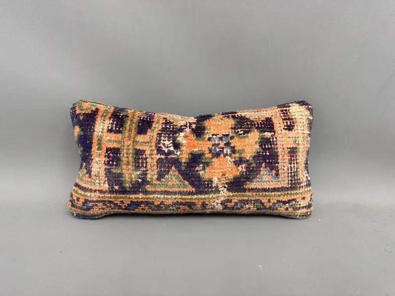 Pillow Sham, Kilim Cushion Sham, Boho Pillow Sham Cover, Ottoman Cushion, Pet Pillow Case, 8x16 Blue Cushion, Turkish Kilim Pillow - 4