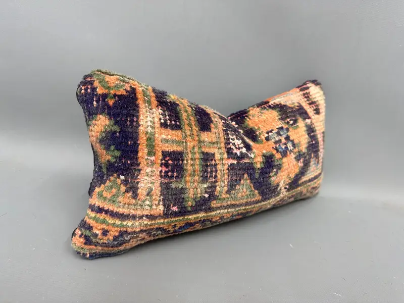 Pillow Sham, Kilim Cushion Sham, Boho Pillow Sham Cover, Ottoman Cushion, Pet Pillow Case, 8x16 Blue Cushion, Turkish Kilim Pillow - 2